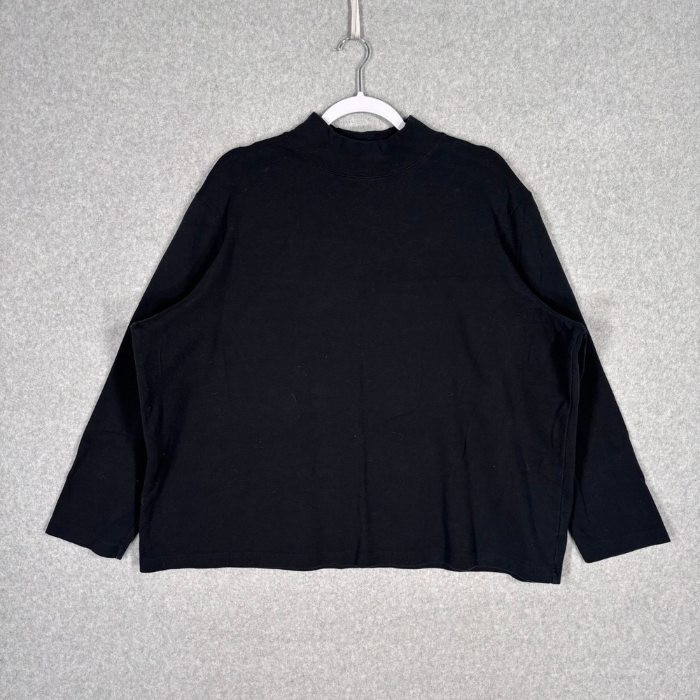 Croft Barrow Turtleneck Shirt Top 3X Black Mock Neck Cotton Base Layer Under